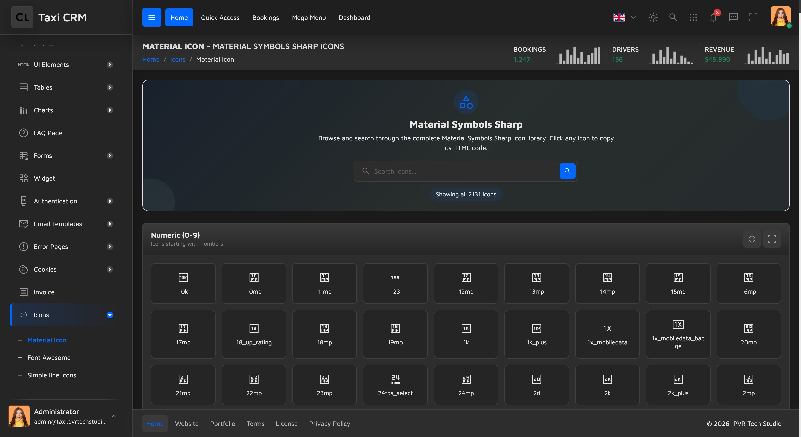 icon grid with the search box at the top